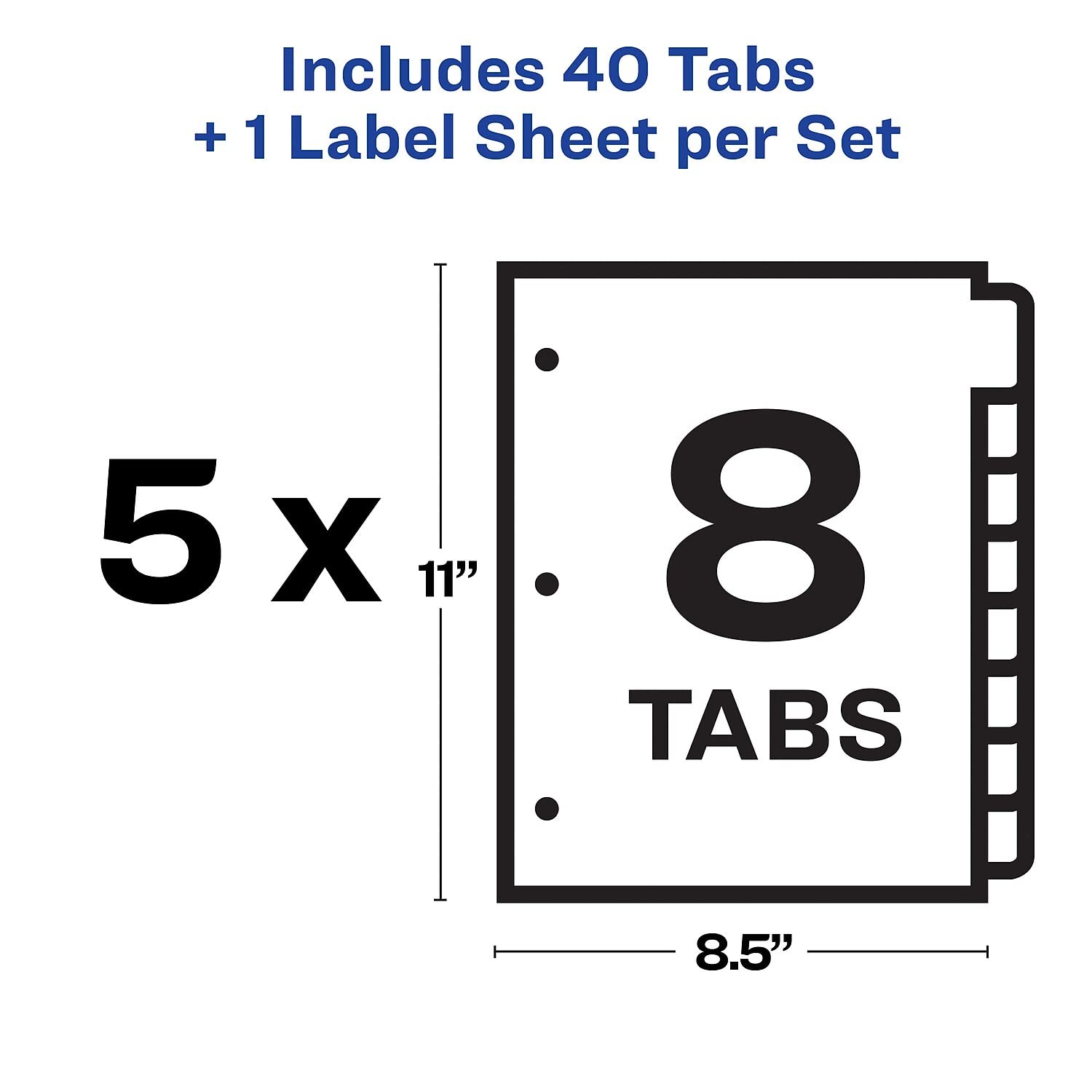 Avery Index Maker Punched Clear Label Tab Dividers - 5-Tab Set for Organizing Files, Folders & Binders - Perfect for Office, School & Home Organization