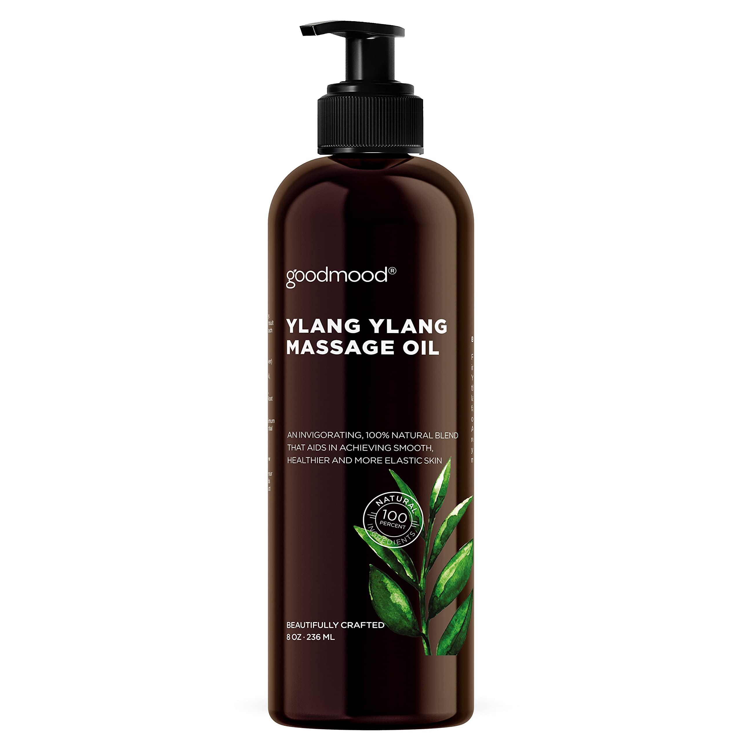 GoodMood Ylang Ylang & Lavender Massage Oil - 8oz Relaxing Body Massage Oil with Grapeseed, Rosehip & Essential Oils for Sore Muscles, Anti-Cellulite & Hot Stone Massage - Perfect for Spa, Aromatherapy & Stress Relief at Home