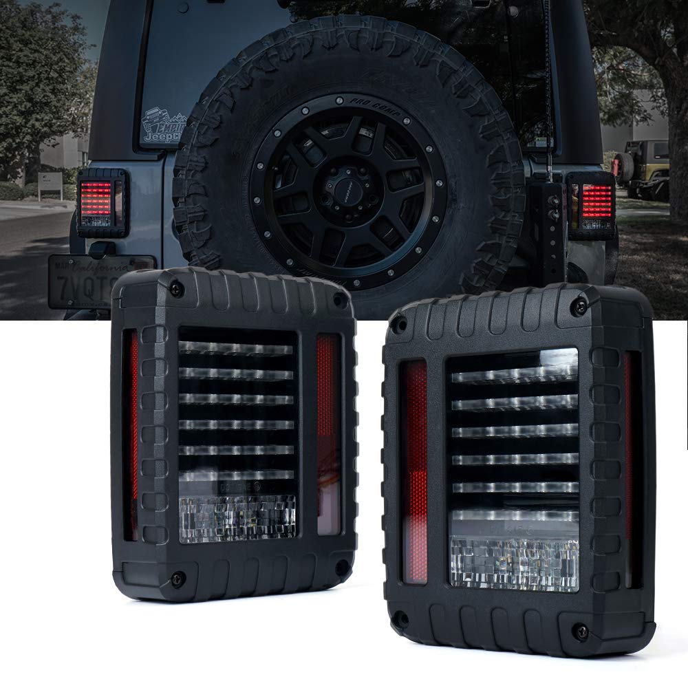 Xprite LED Tail Lights for Jeep Wrangler JK JKU 2007-2018 - Brake & Turn Signals - Off-Road & Night Driving