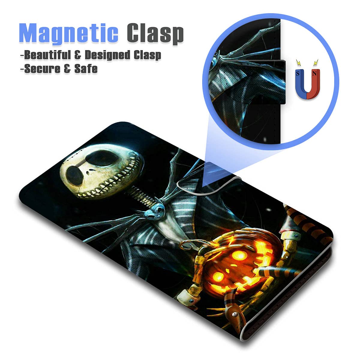Premium Nightmare Before Christmas Flip Wallet Phone Case for iPhone X & Xs - Stylish Protective Cover with Card Slots for Daily Use & Travel