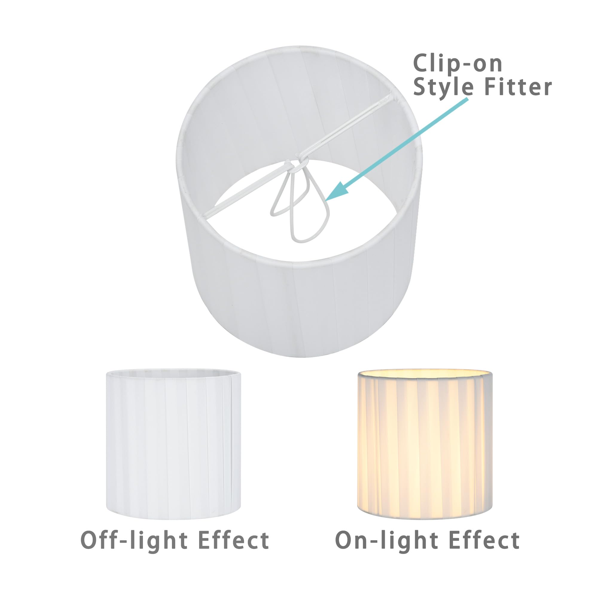 LAMPWELL LUCIE Clip-On Chandelier Lamp Shades - Set of 6 Small Drum Shade (5.2
