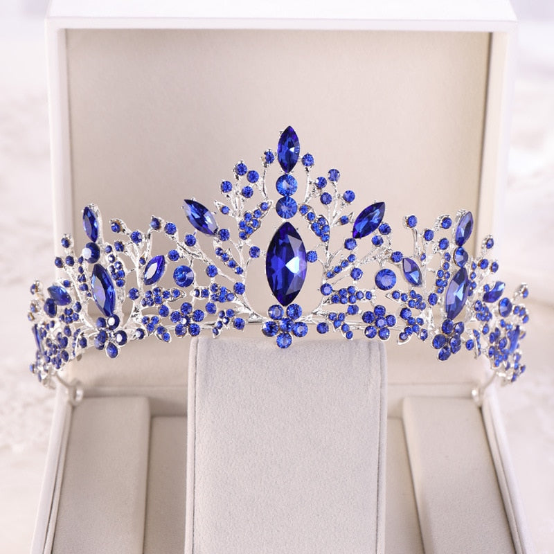 Light Hearted Deep Blue Diadem Headband - Elegant Hair Accessory for Women, Perfect for Weddings, Parties & Special Occasions