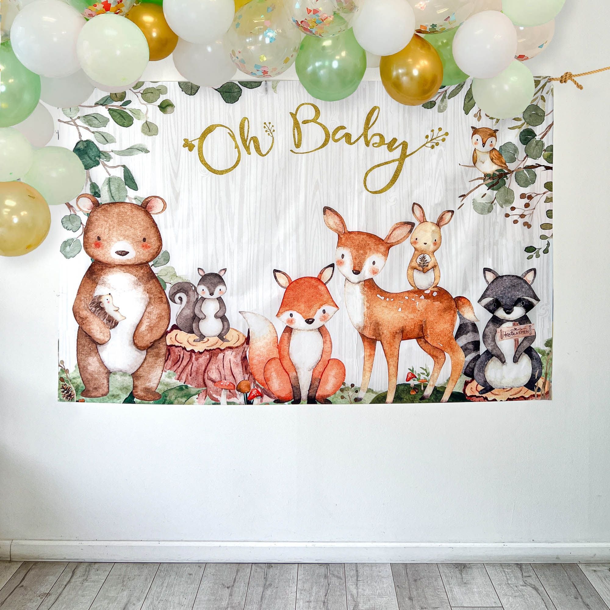 Woodland Baby Shower Photo Backdrop - Rustic Forest Theme Backdrop for Baby Shower Decorations, Gender Reveal Parties & Newborn Photography - Perfect for Nursery Wall Decor & Birthday Party Backgrounds
