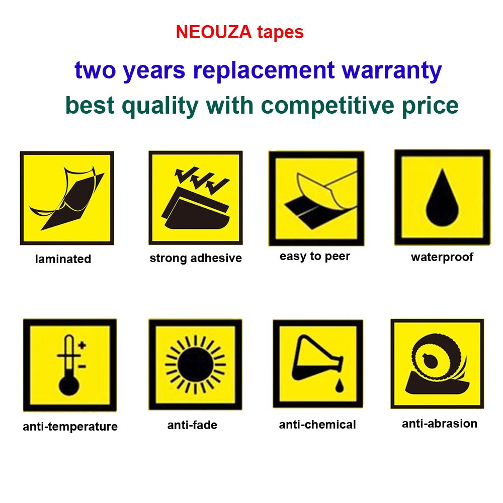 NEOUZA 5PK Brother P-Touch Laminated Tze TZ Label Tape Cartridge 24mm x 8m - 5 Color Set (Black, Red, Gold, Blue, White on Clear) for Office, Home & Retail Organization