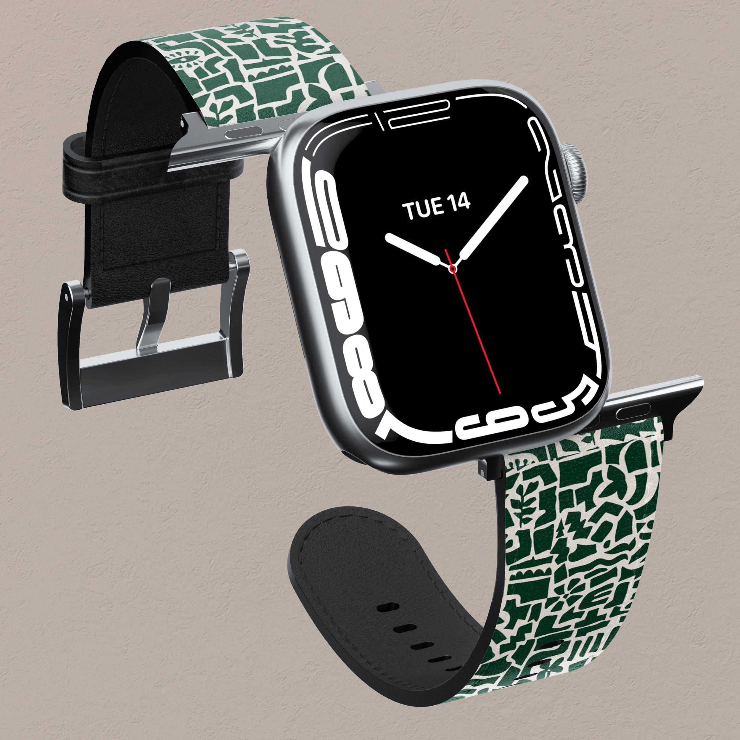 Premium Green Maze Apple Watch Band - Soft Silicone Replacement Strap for Apple Watch Series 9/8/7/6/SE - Perfect for Workouts, Running & Everyday Wear