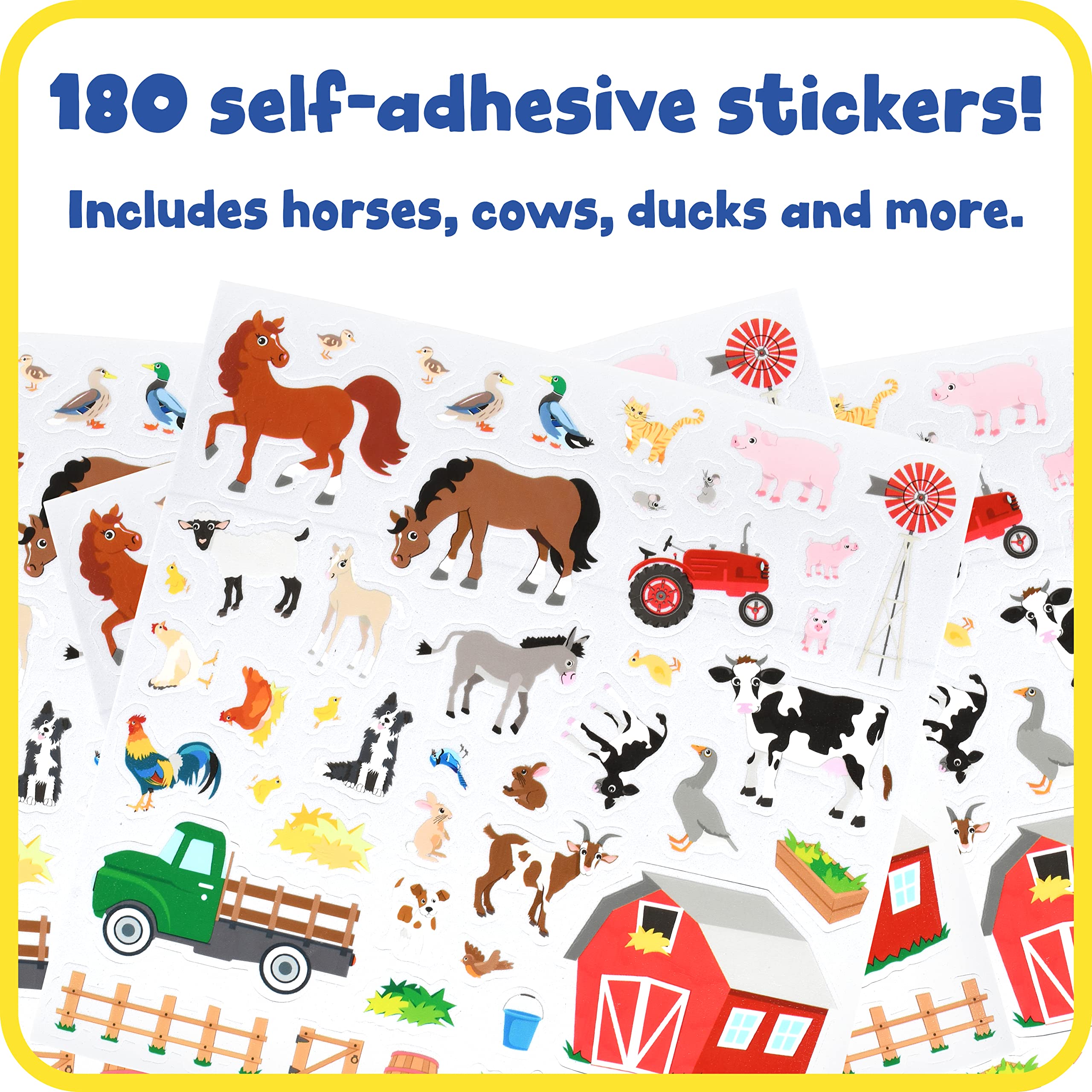 READY 2 LEARN Farm Animal Foam Stickers - 180 Self-Adhesive Craft Stickers for Kids, Classroom Activities & Party Favors - Perfect for Scrapbooking, DIY Projects & Children's Art Crafts