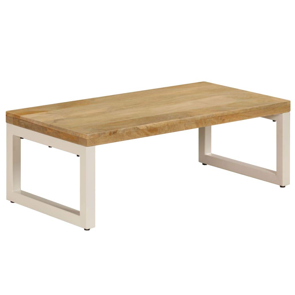 Modern Coffee Table with Steel Legs - Contemporary Rectangular Cocktail Table, Rustic Home Decor for Living Room, Dining Room & Bedroom - Solid Mango Wood Sofa Table & Side Table - Perfect for Entertaining, Relaxing & Home Decor