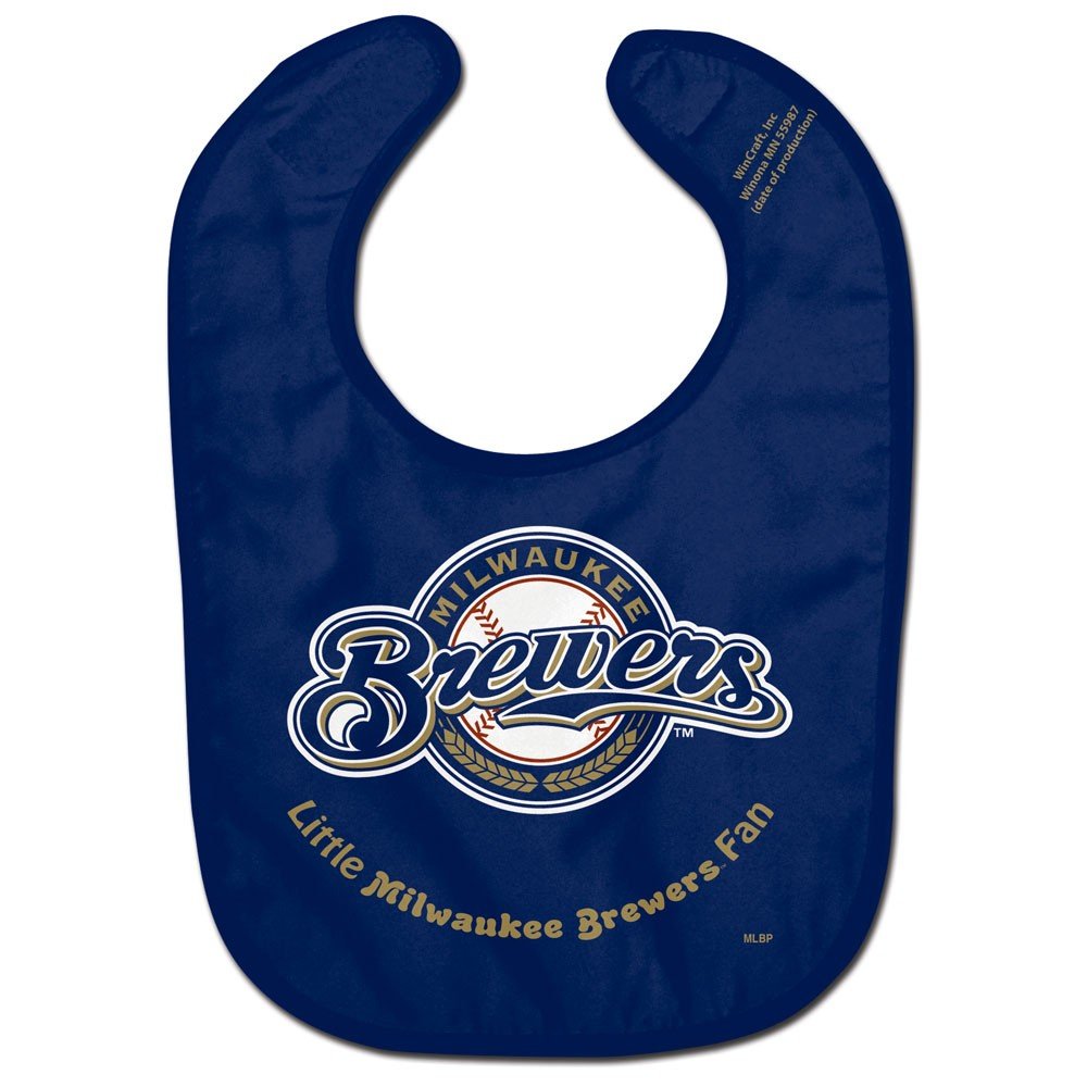 MLB Milwaukee Brewers WCRA2004814 Baby Bib - Soft & Absorbent Drool Bibs for Infants & Toddlers - Perfect for Feeding, Teething & Game Day Outfits