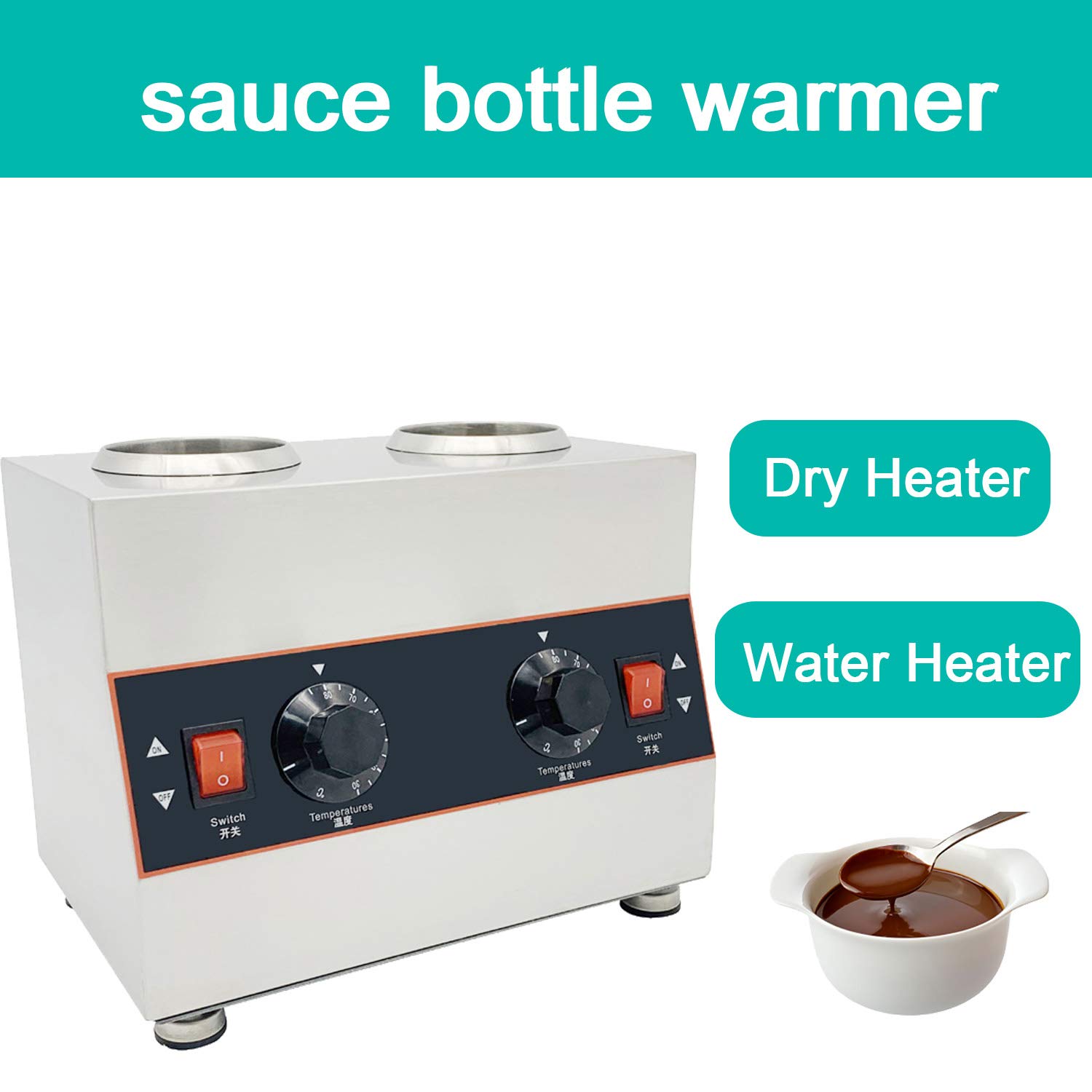 Electric Chocolate & Cheese Sauce Warmer Dispenser with Squeeze Bottle - Perfect for Desserts, Fondue, Pancakes & Hot Toppings