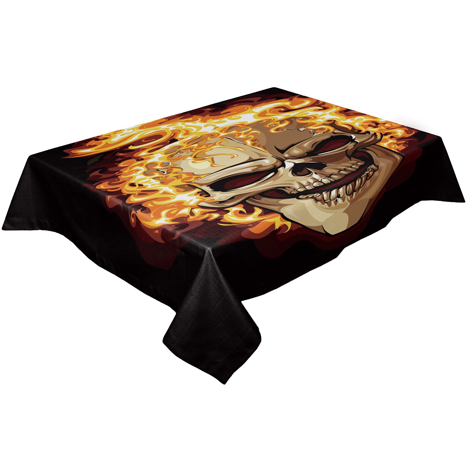 Waterproof Microfiber Rectangle Tablecloth with Skull Skeleton Design - 60x102 Inch Decorative Table Cover for Halloween, Gothic Parties, Outdoor & Indoor Dining - Durable Fabric for Restaurants, Home Decor, and Themed Events