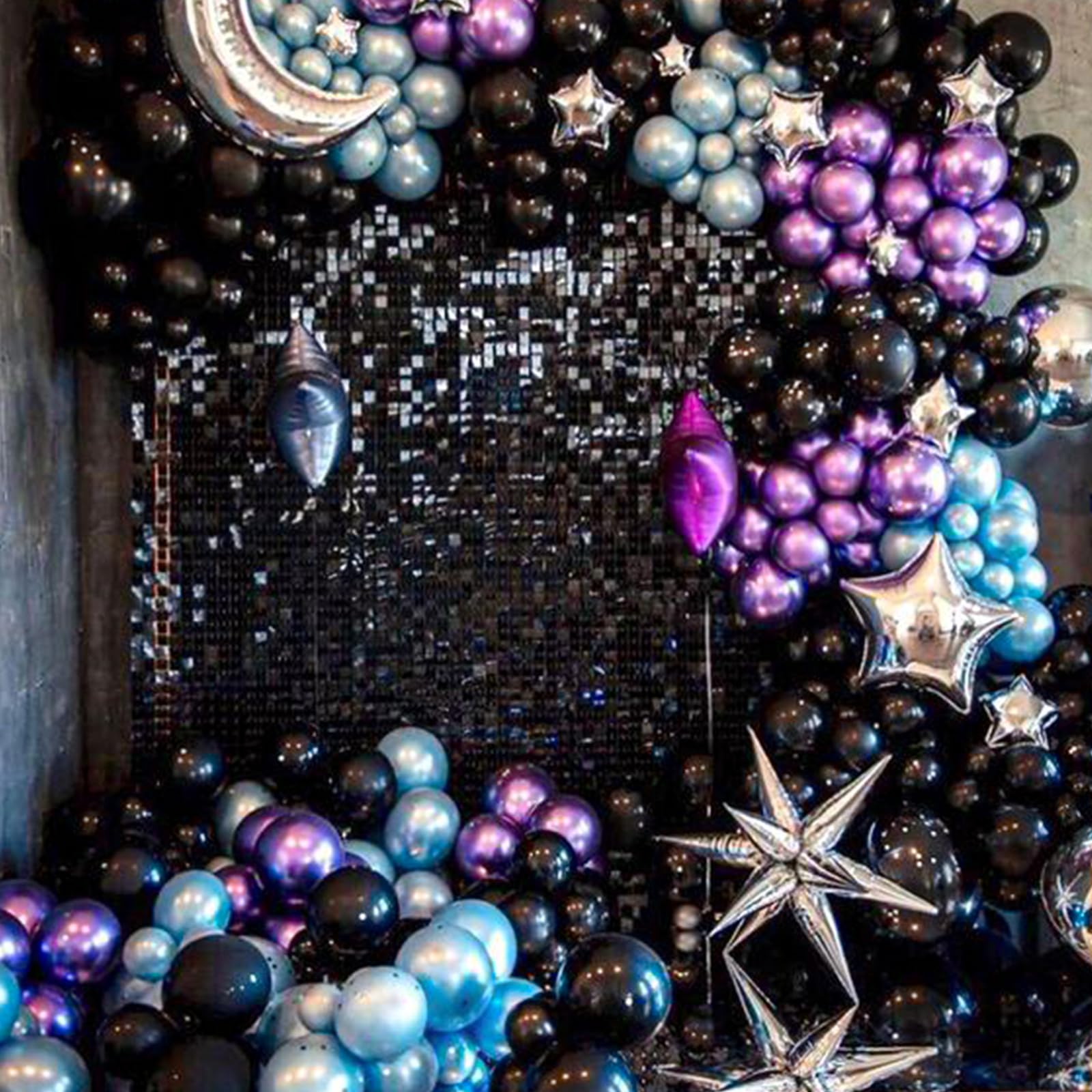 55pcs Galaxy Blue Metallic Black Purple Silver Latex Balloons - Outer Space Themed Party Decor for Kids, Boys, Astronaut Birthday, Baby Shower & Space-Themed Events