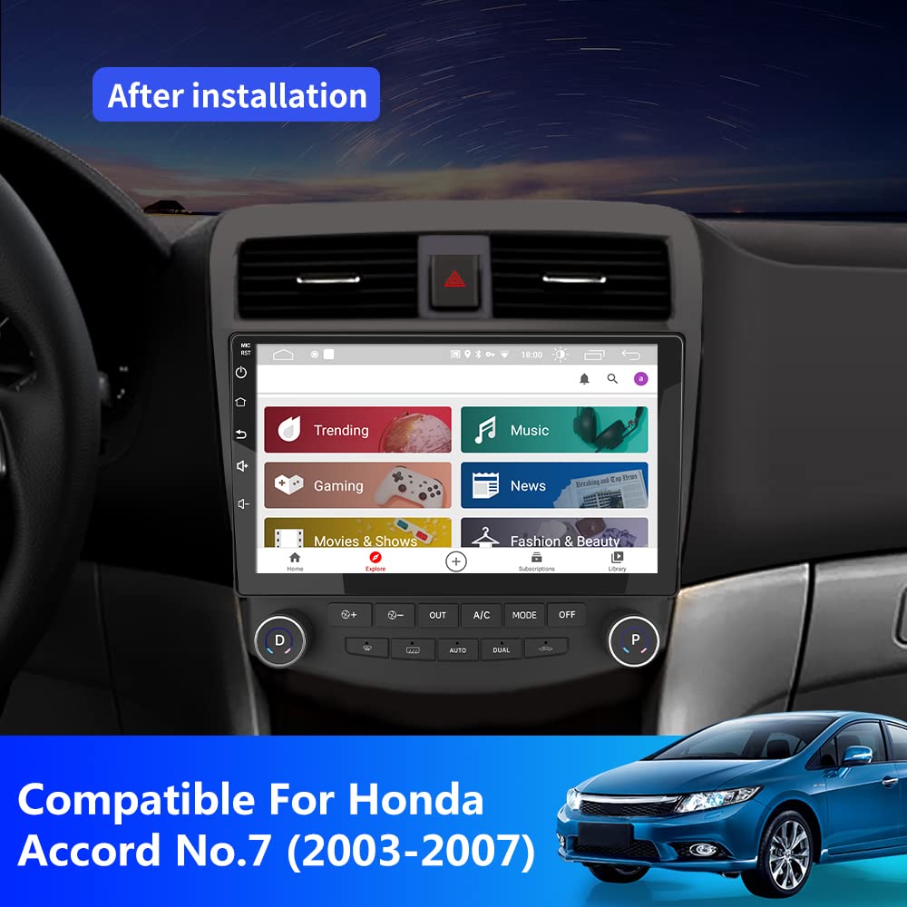 10.1 Inch Car Stereo Radio for Honda Accord 7th Gen 2003-2007 - 2GB RAM 32GB ROM, Wireless CarPlay & Android Auto, Android 12, Bluetooth, WiFi, GPS, SWC, Mirror Link | Perfect for Hands-Free Driving & Entertainment