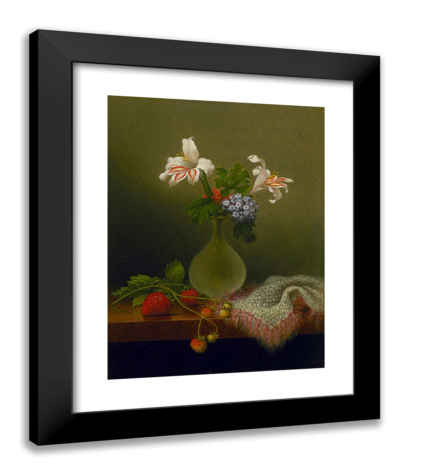 Martin Johnson Heade 20x24 Black Modern Framed Art Print - A Vase of Corn Lilies and Heliotrope - Wall Decor for Living Room, Bedroom & Office