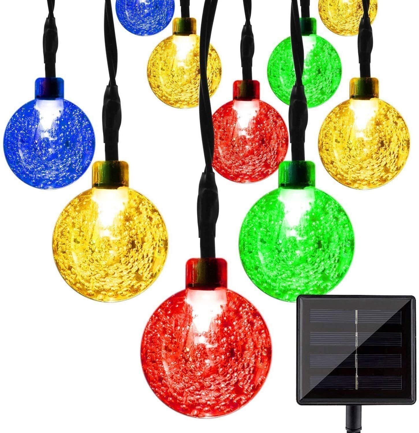 100LED Solar Bubble Crystal Ball String Lights - 12M/40ft Multicolor Fairy Lights for Outdoor Garden, Patio, Party & Indoor Decor - Waterproof LED Globe Lights for Wedding, Christmas, Backyard, Balcony