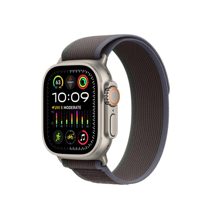Apple Watch Ultra 2 (GPS + Cellular) 49mm Titanium Case with Blue/Black Trail Loop Band - Perfect for Outdoor Adventures, Fitness Tracking & Everyday Wear