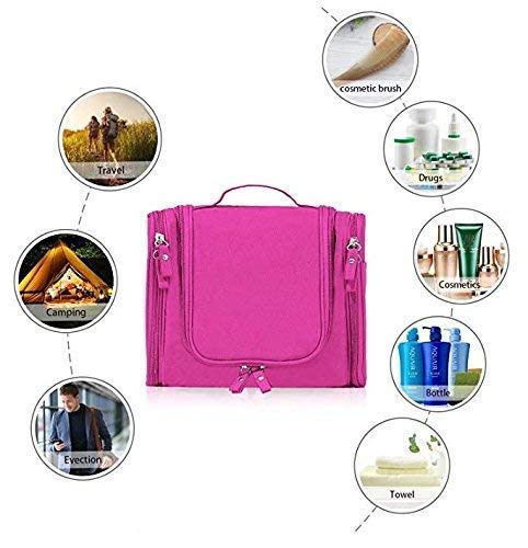 Waterproof Toiletry Bag for Women - Travel Makeup Pouch & Cosmetic Organizer with Hook | Shower Wash Bag for Gym, Camping & Vacation (Pink)