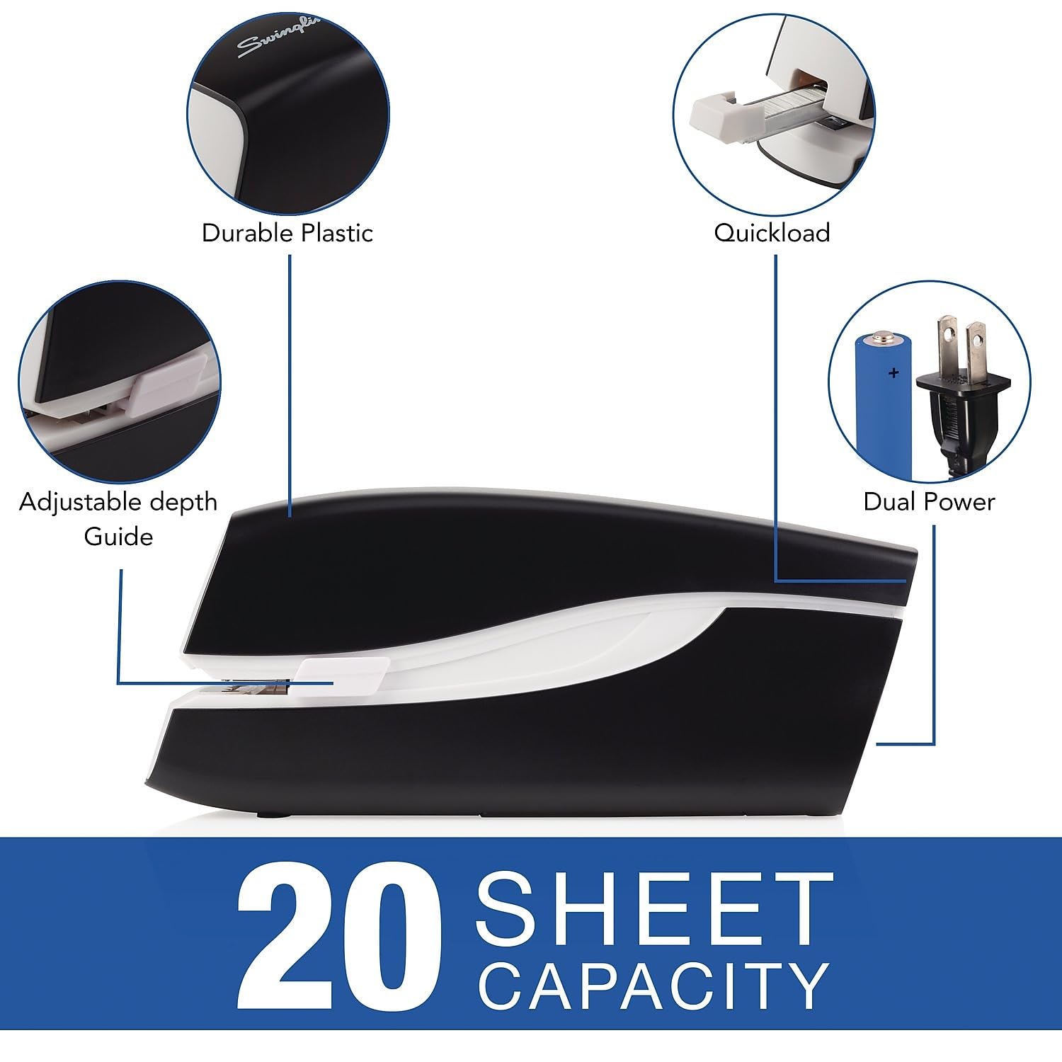 Swingline® Portable Electric Stapler - Cordless Heavy Duty Stapler for Office, Home & School Use - Fast & Easy Paper Stapling for Documents, Reports & Craft Projects