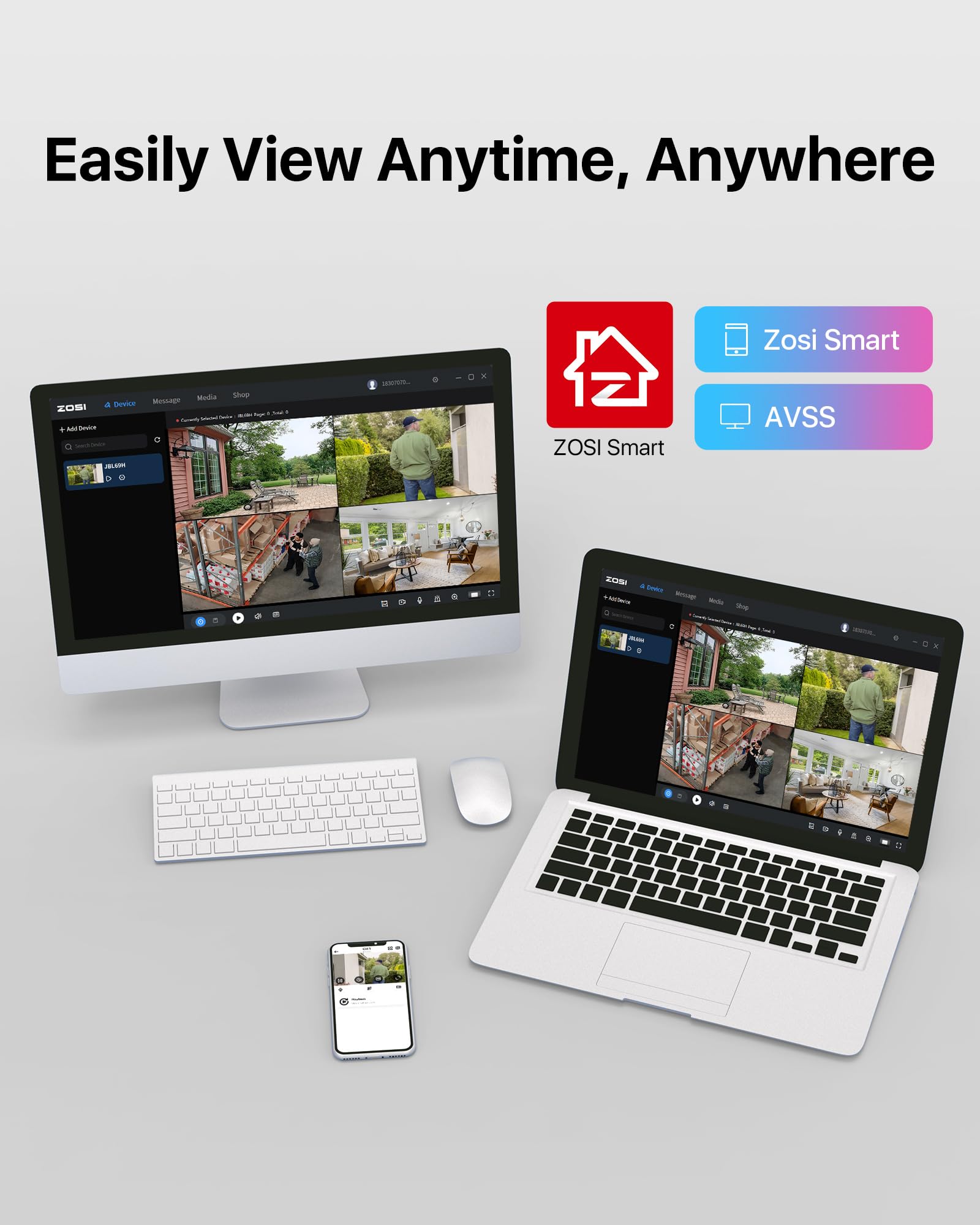 ZOSI 8 Channel 5MP Lite Security Camera System with 8 x 1080p Weatherproof Dome Cameras, H.265+ DVR, 80ft Night Vision & Remote Access - Indoor/Outdoor Home Surveillance (No HDD) - Perfect for House Monitoring, Business Security & Property Protection