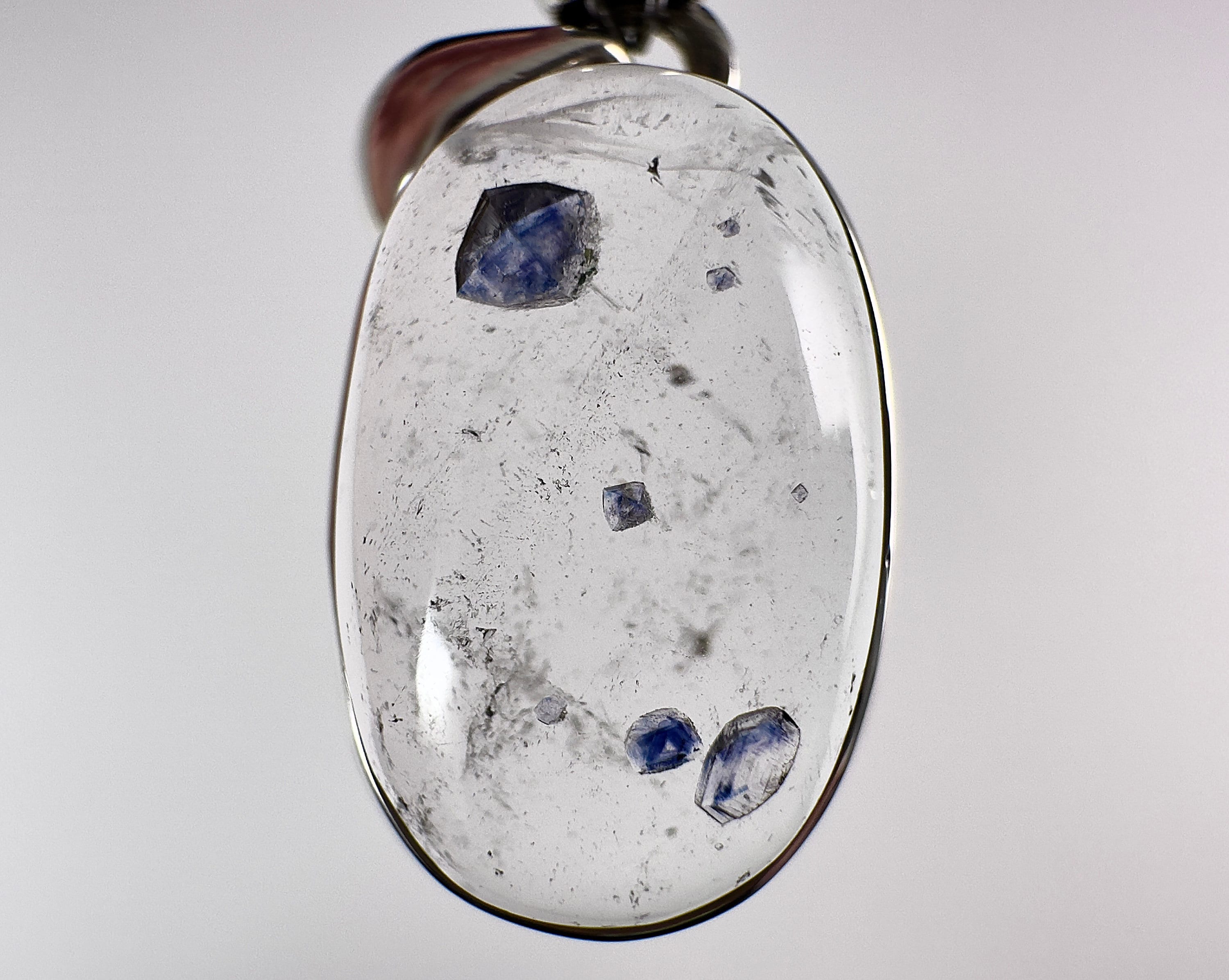 Natural Fluorite in Quartz Crystal Sterling Silver Pendant - Handcrafted Cabochon Fine Jewelry for Men, Healing Stones & Spiritual Gifts | Perfect for Meditation, Energy Work & Special Occasions