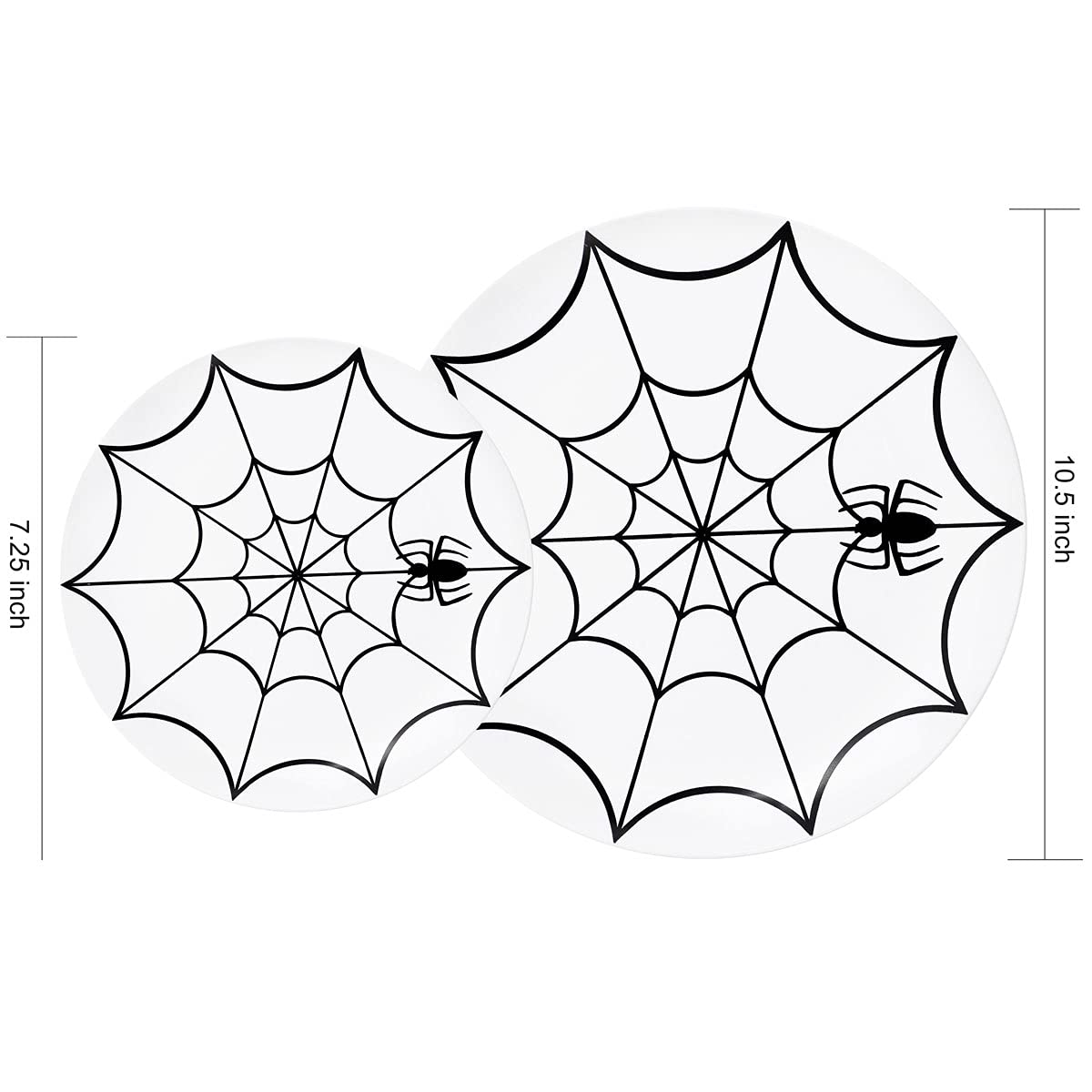 60-Piece Halloween Disposable Plastic Dinnerware Set - 30 White & Black Cobweb 10.25