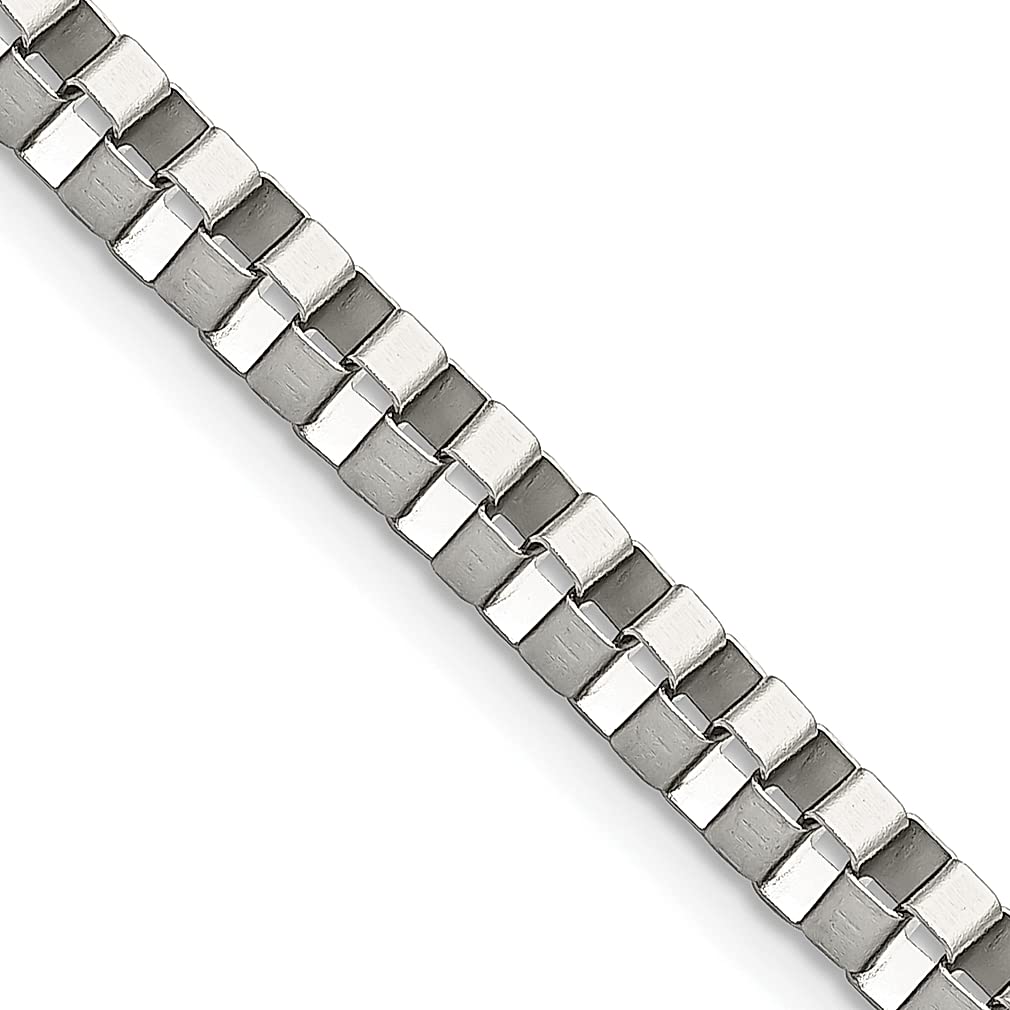 ICE CARATS 4mm 24 Inch Stainless Steel Box Chain Necklace for Women - Elegant Pendant Charm Jewelry Gift for Her - Perfect for Birthday, Anniversary & Special Occasions
