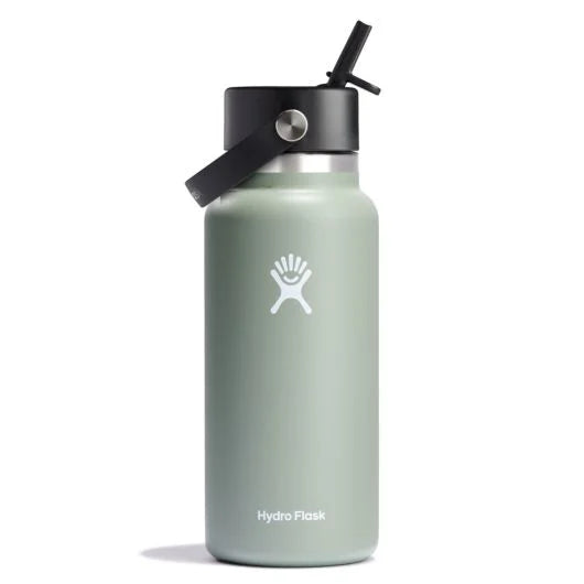 Hydro Flask 32oz Wide Mouth Water Bottle with Flex Straw Lid - Insulated Stainless Steel Vacuum Flask for Hiking, Gym & Outdoor Activities