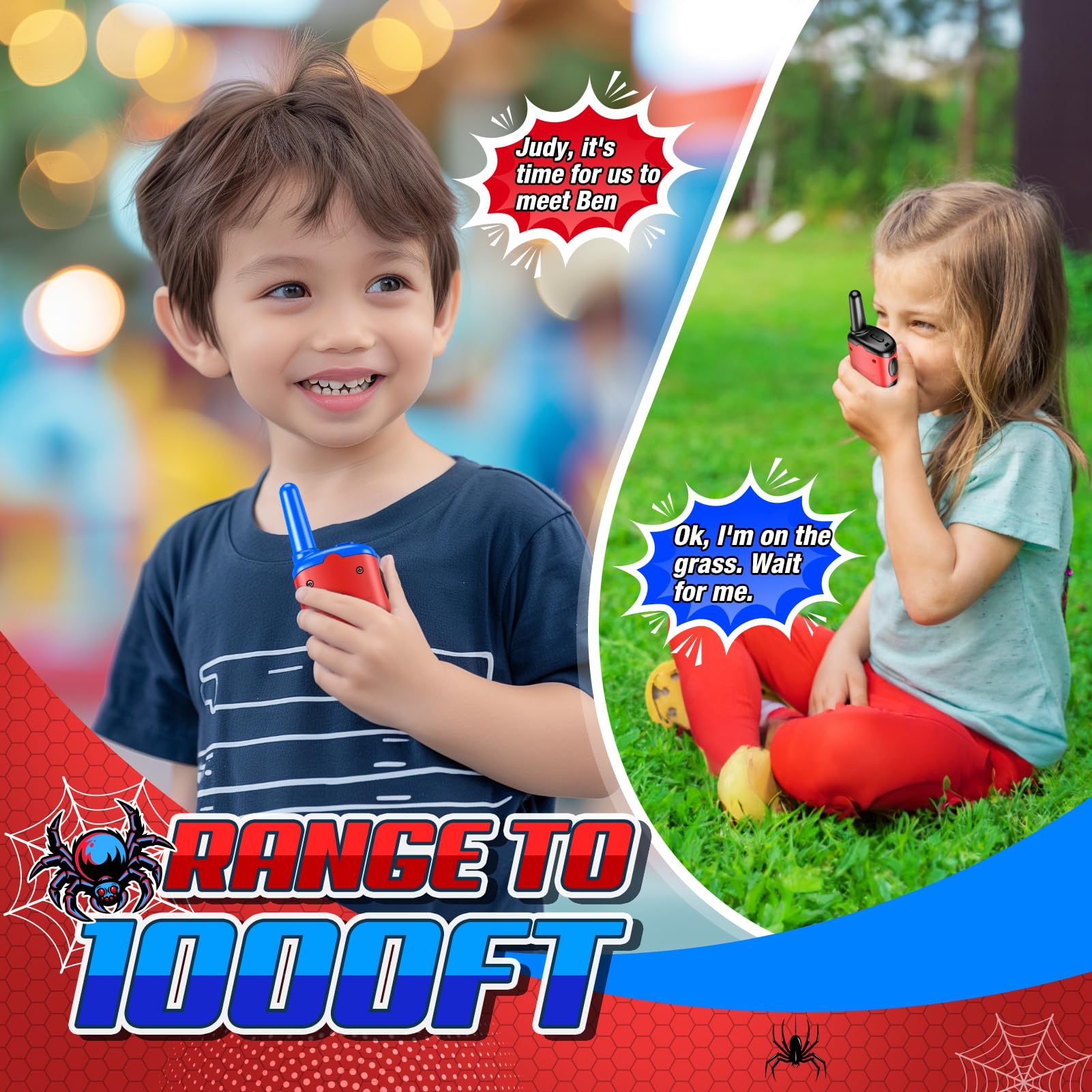 Rechargeable Kids Walkie Talkies 2 Pack - Best Outdoor Toys for Boys & Girls Ages 3-8 | Perfect for Easter, Birthday Gifts, Hiking, Camping & Backyard Adventures