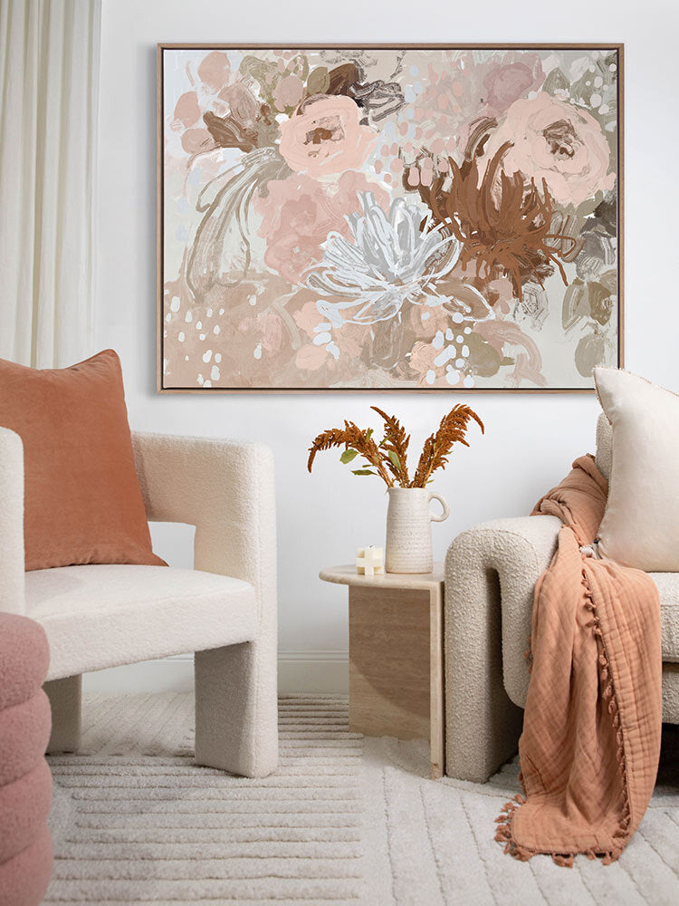 Blush Blossom Delight Canvas Art Print - Pink Floral Wall Decor for Living Room, Bedroom & Office - Perfect for Home Decor & Gift Giving