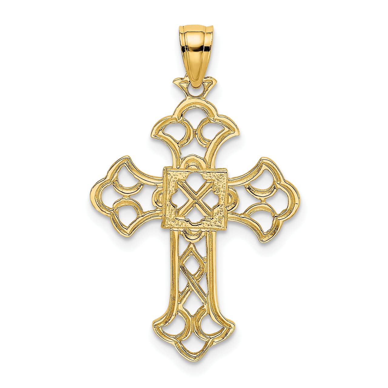 14k Yellow Gold Delicate Cut-Out Cross Charm Necklace - Dainty Religious Jewelry for Women, Perfect for Everyday Wear, Gifts & Special Occasions