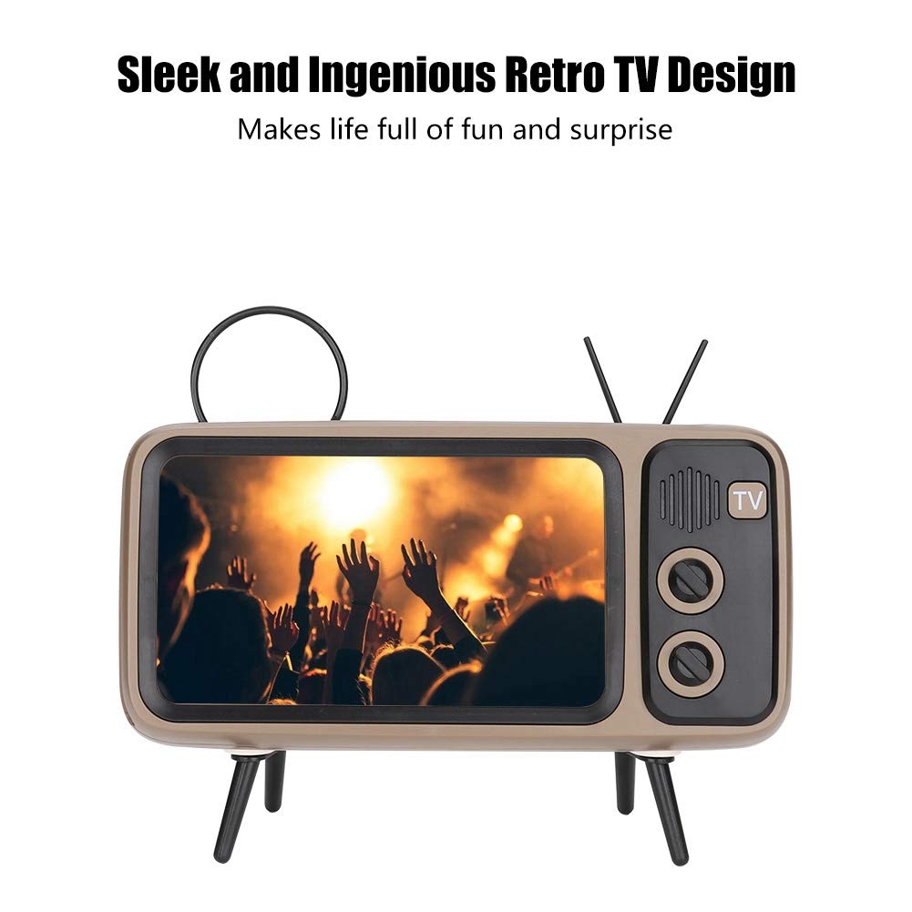 Ciglow Retro Bluetooth Speaker with HD Stereo Sound - Portable Wireless Speaker with Built-in Phone Stand for iPhone & Android (6