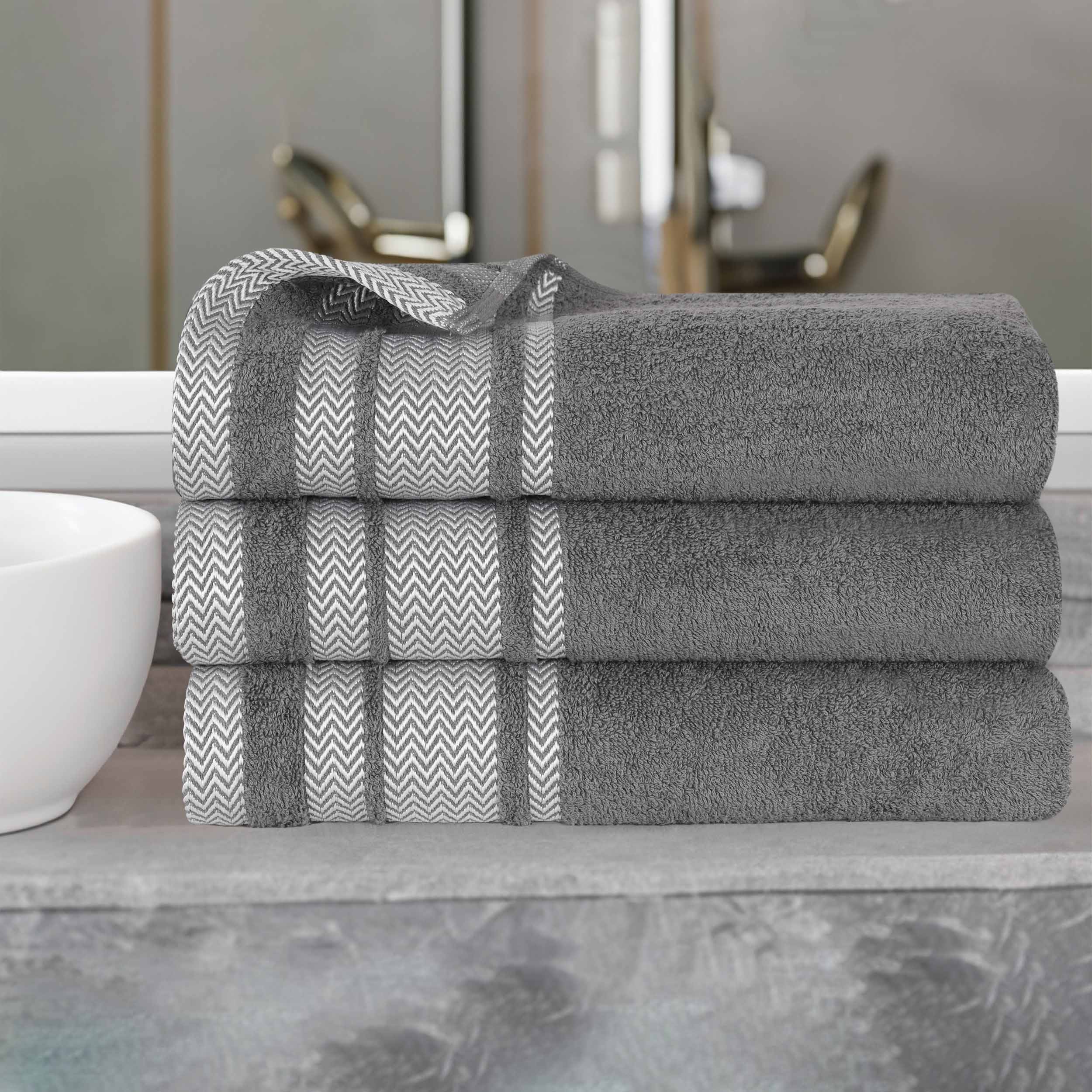 Premium Hays Cotton Soft Medium Weight Bath Towel Set of 3 - Ultra Absorbent & Quick Dry - Luxury Spa & Bathroom Essentials for Home, Hotel, Gym Use