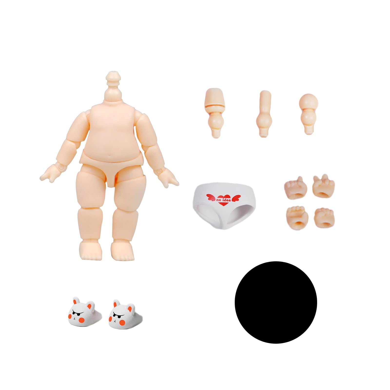 YMY 2.24 Inch Mini Doll Body for GSC Nendoroid Heads - BJD Style Cute Doll Body with Milky White Mini Head | Perfect for Anime Figure Customization & Dollhouse Collectors