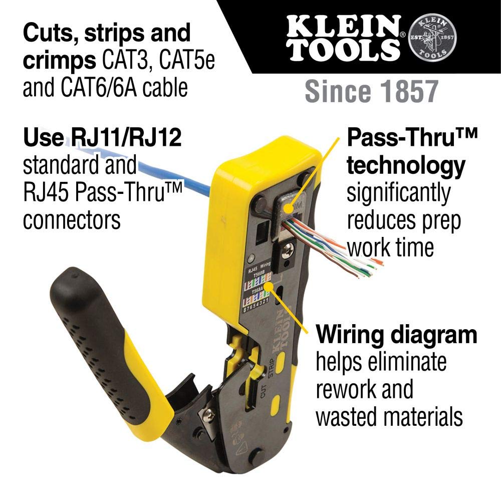 Klein Tools Professional Cable Tester & Data Cable Installation Kit - Network Cable Tester for Ethernet, Cat5, Cat6, RJ45 - Perfect for IT Technicians, Network Installations & Home Office Setup