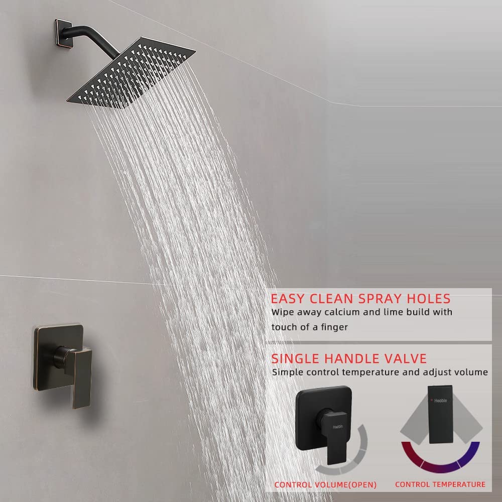 Oil Rubbed Bronze Shower Faucet Set - Stainless Steel Rainfall Shower System with Single Function Trim Kit & Rough-in Valve for Modern Bathroom | Perfect for Spa-Like Shower Experience & Luxury Home Renovation