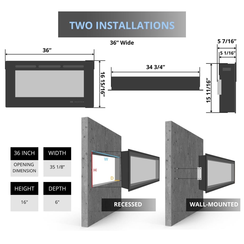 Napoleon Entice Built-in Wall Mounted Electric Fireplace - Modern Heating Solution for Living Room, Bedroom & Office