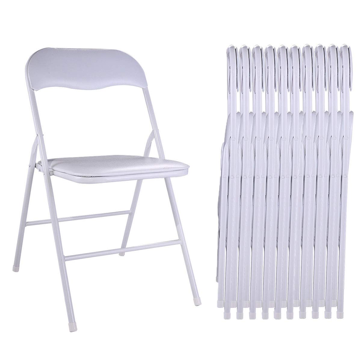 Sandinrayli 10-Pack White Plastic Folding Chairs - Heavy Duty Stackable Event Chairs for Wedding, Banquet, Party, Outdoor & Indoor Use