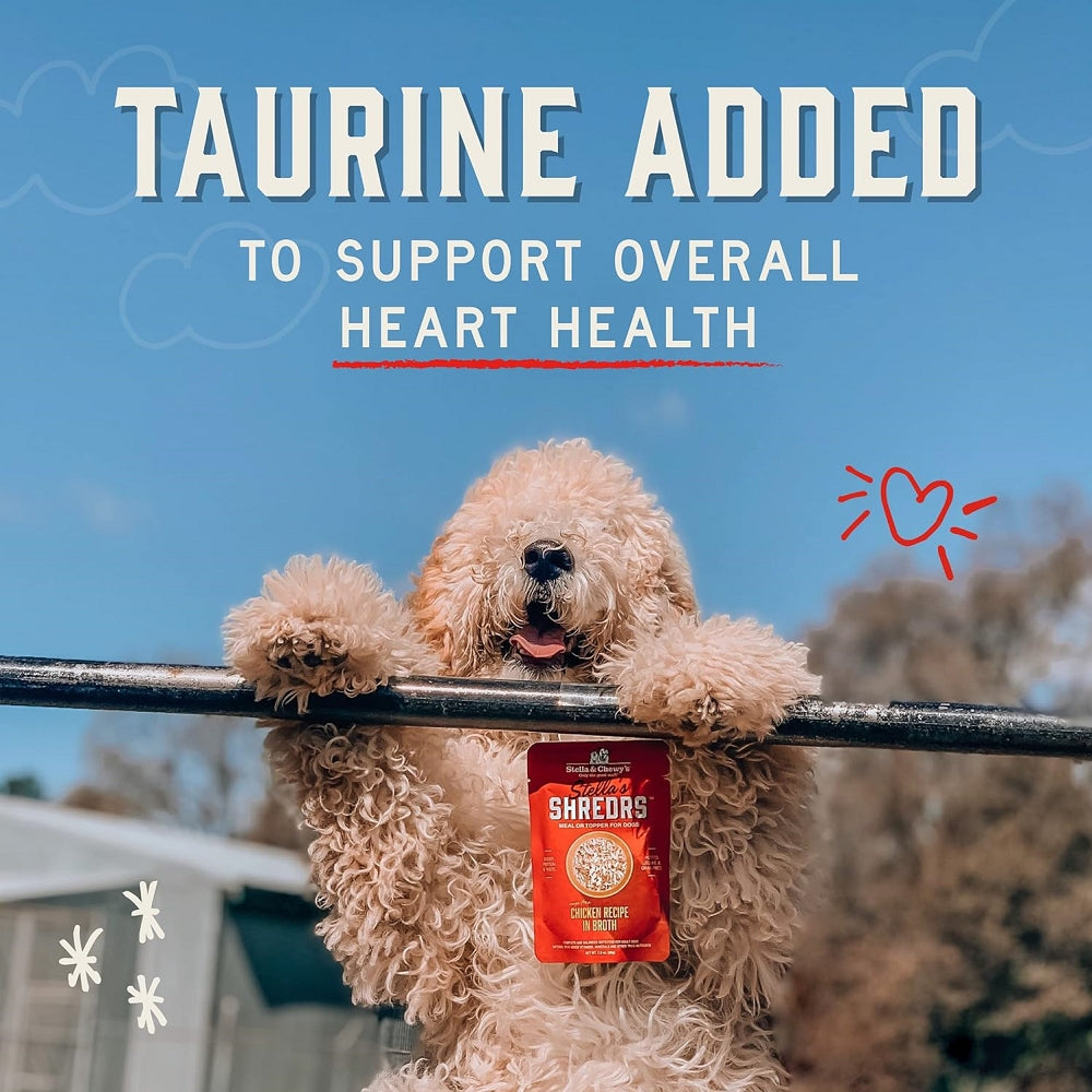 Premium Stella's Shredrs Beef & Chicken Recipe in Broth Dog Food Pouches - Grain-Free Wet Dog Food for Small & Large Breeds - Perfect for Travel, Training & Mealtime Hydration