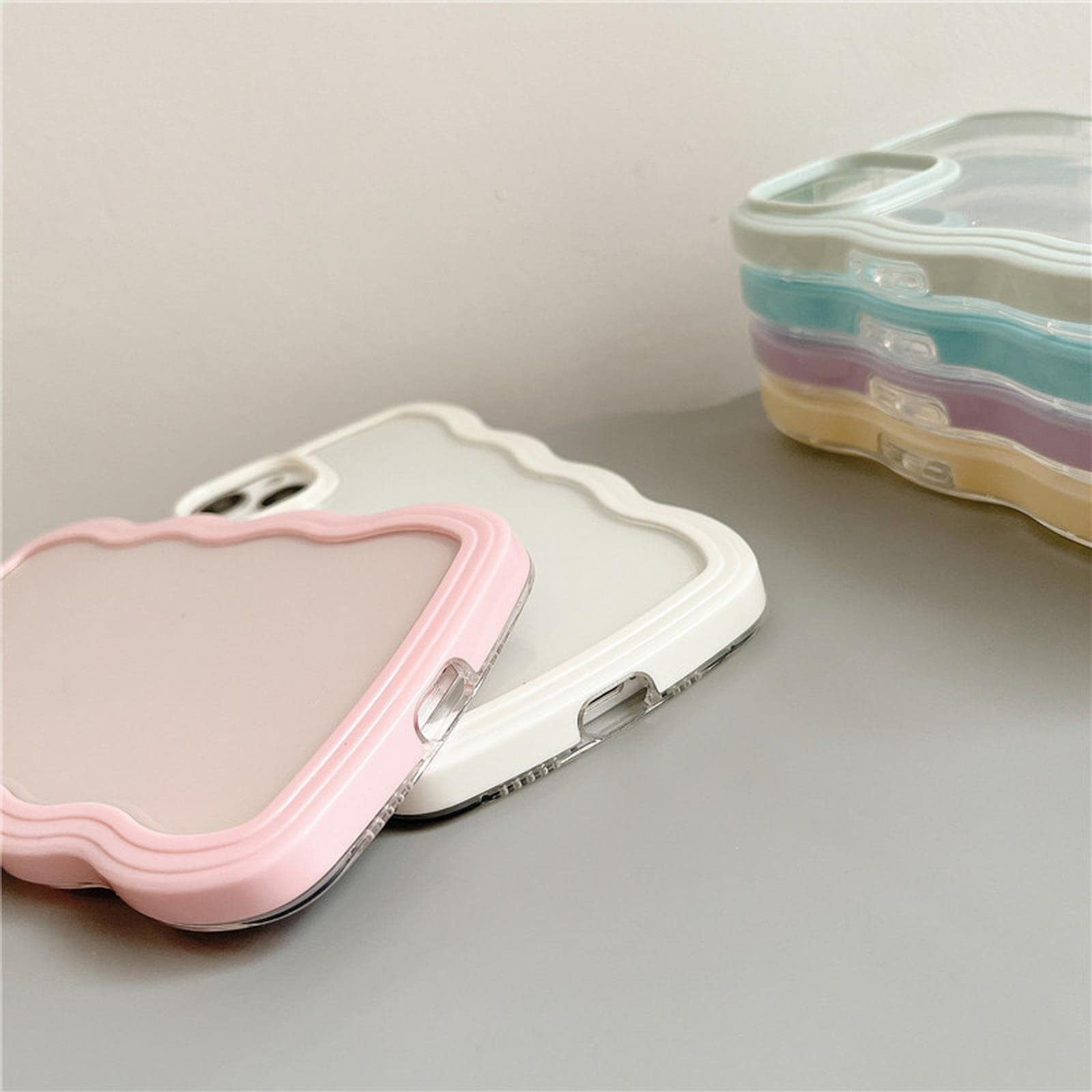 FORKIS Cute Wavy Frame Shockproof Bumper Case for iPhone 13 12 11 Pro Max - Clear Hard PC Cover for iPhone 11 (White) - Perfect for Daily Protection & Stylish Look