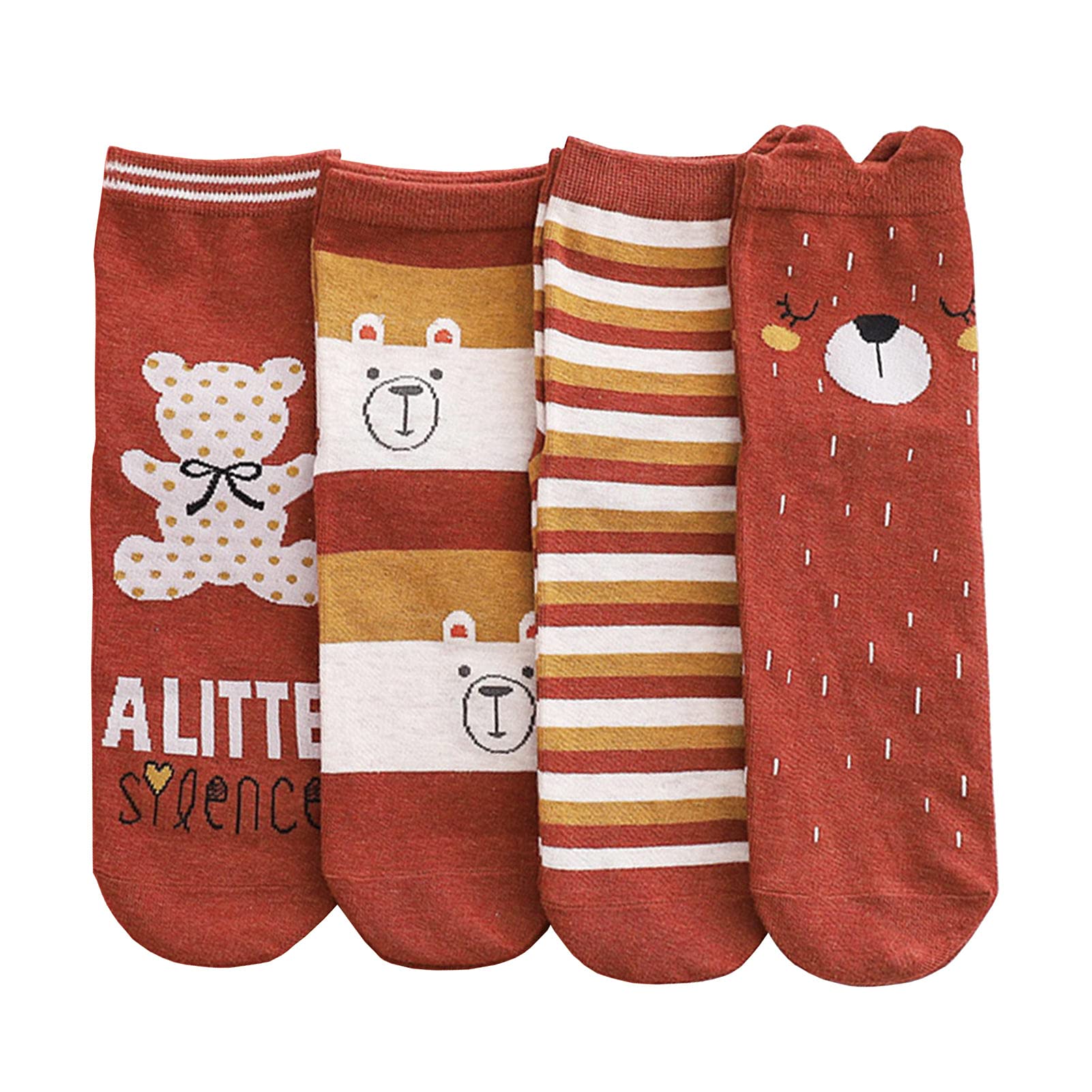 MOZXIRZ Women's Cotton Crew Socks - 4 Pairs Cute Animal Print Funny Ankle Socks for Women & Teen Girls | Soft Breathable Everyday Socks for School, Work, Home & Gifts