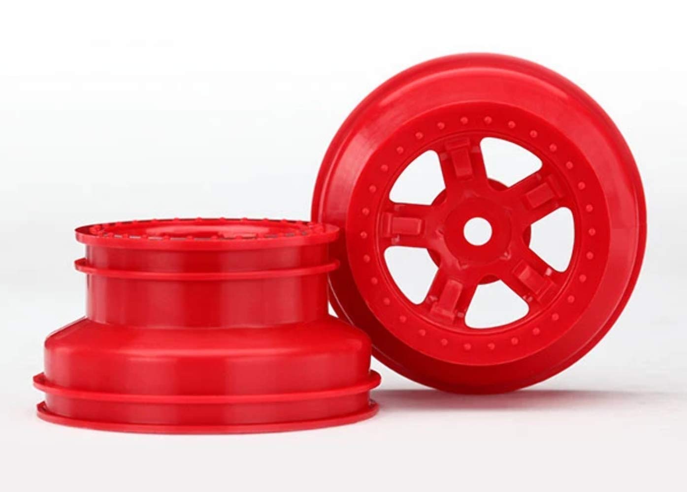 LaTrax SCT Red Beadlock Style Wheels - Dual Profile Off-Road Tires for RC Cars, Trucks & Buggies - Perfect for Racing, Crawling & Trail Adventures