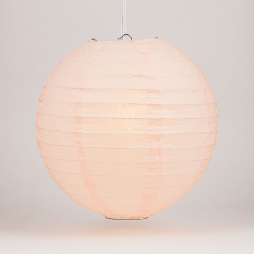 Premium 8-Inch Nude Rice Paper Lantern - Chinese & Japanese Style Parallel Ribbed Lamp Shade - Elegant Home Decor for Living Room, Bedroom, Wedding & Party Decoration - Perfect for Indoor & Outdoor Events