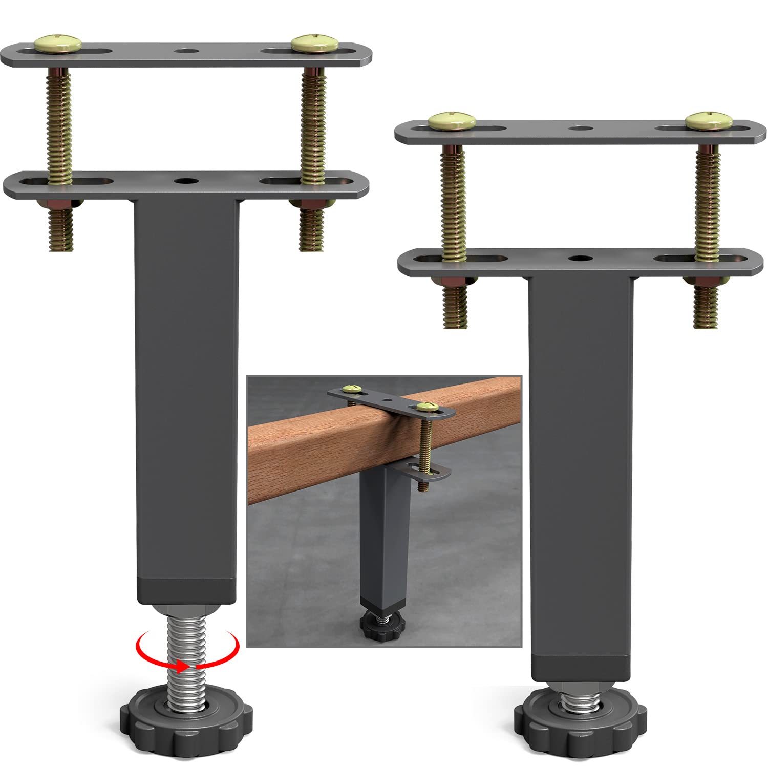 2Pcs Adjustable Height Bed Frame Support Legs (5.9