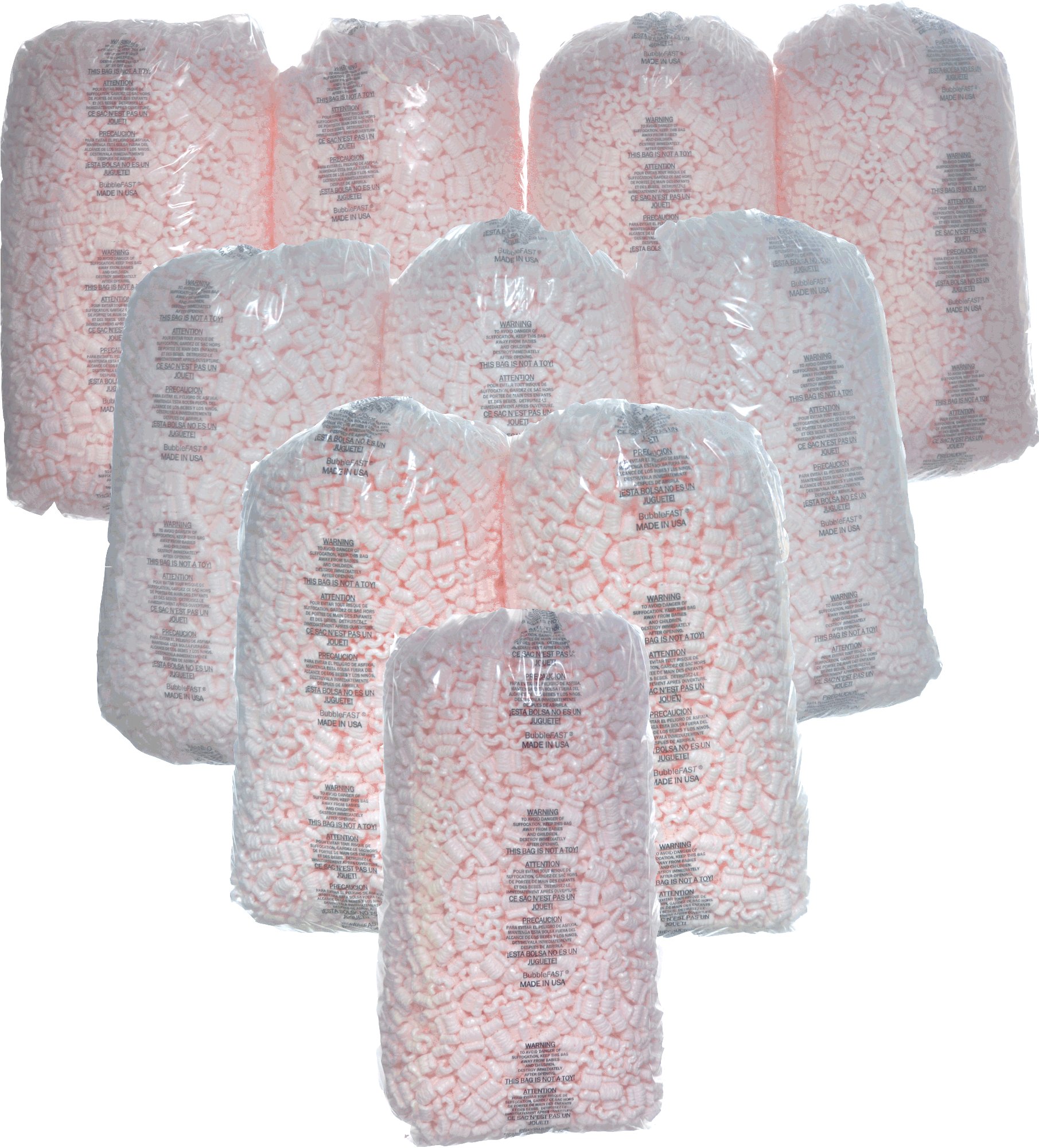 Bubblefast! 35 cu. ft. (225 Gallons) Pink Anti-Static Packing Peanuts - 10 Bags (3.5 cu. ft Each) for Shipping, Moving & Fragile Item Protection - Lightweight Cushioning for Electronics, Glassware & Collectibles