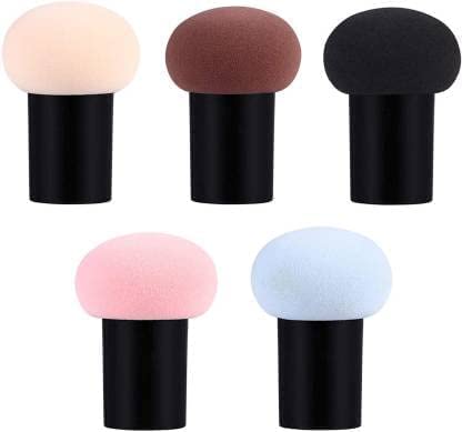 5-Piece Mushroom Head Beauty Blender & Soft Powder Puff Set for Makeup & Foundation - Multicolor (Pack of 5) | Ideal for Women & Girls, Perfect for Flawless Blending & Airbrush Finish