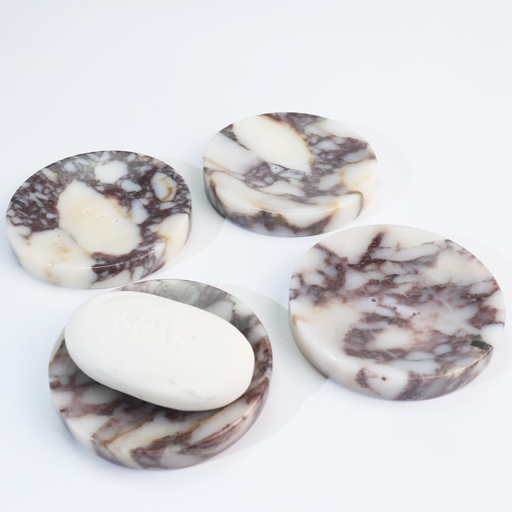 Luxury Natural Marble Soap Dish Tray - Elegant Soap Holder & Trinket Plate for Bathroom Sink, Kitchen Countertop, Bedroom Vanity | Perfect Bathroom Accessory for Spa, Hotel, and Home Decor (Rectangular Design)