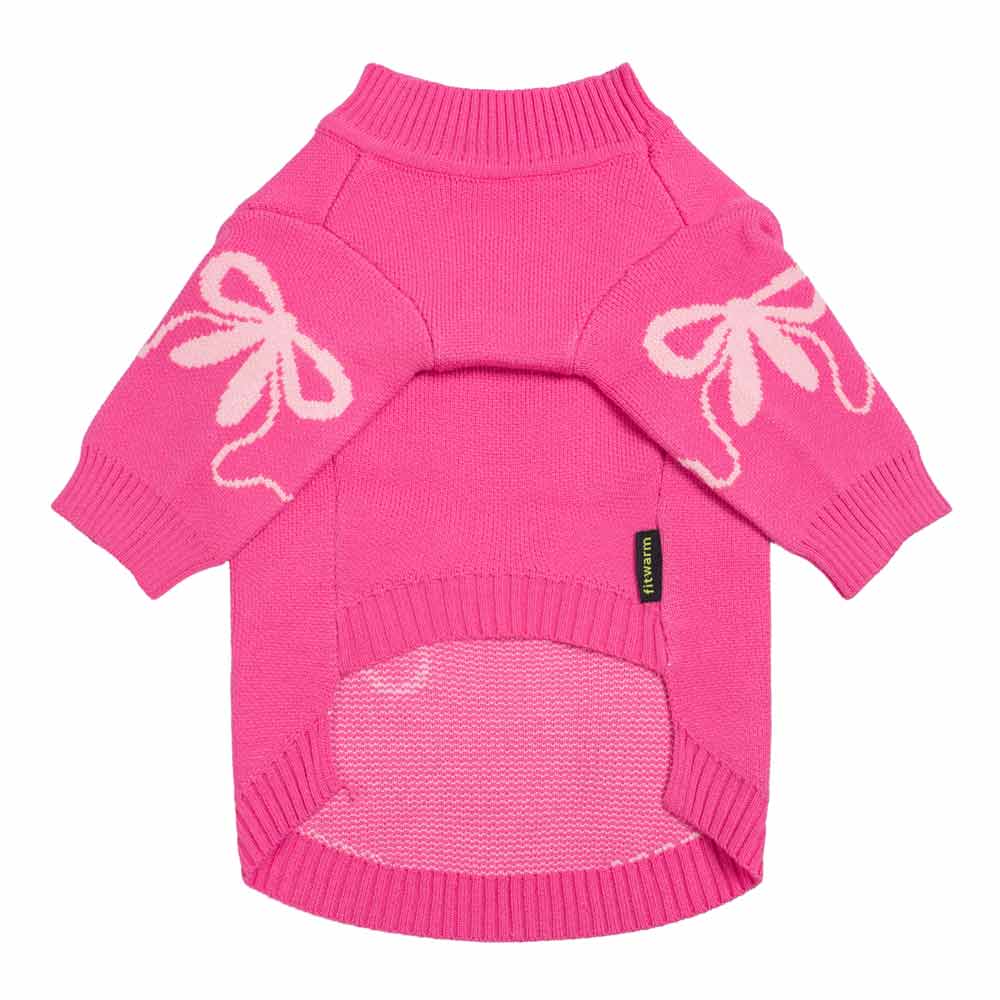 Stylish Bowknot Dog Sweater - Cozy Knit Winter Apparel for Small & Medium Dogs - Perfect for Cold Weather Walks & Indoor Comfort