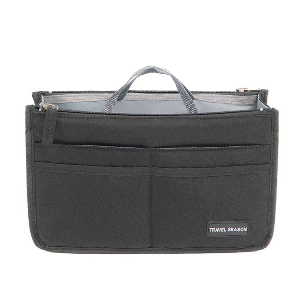 VMS INDIA Black Cosmetic Bag for Women - Waterproof Makeup Pouch & Toiletry Travel Organizer - Perfect for Travel, Gym, and Daily Essentials Storage