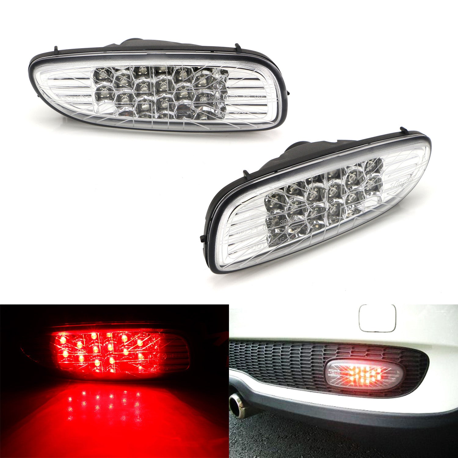 Clear Lens Union Jack Full LED Rear Fog Lamps Assembly for MINI R56 R57 R58 R59 - High Visibility Safety Lights for Night Driving & Bad Weather Conditions