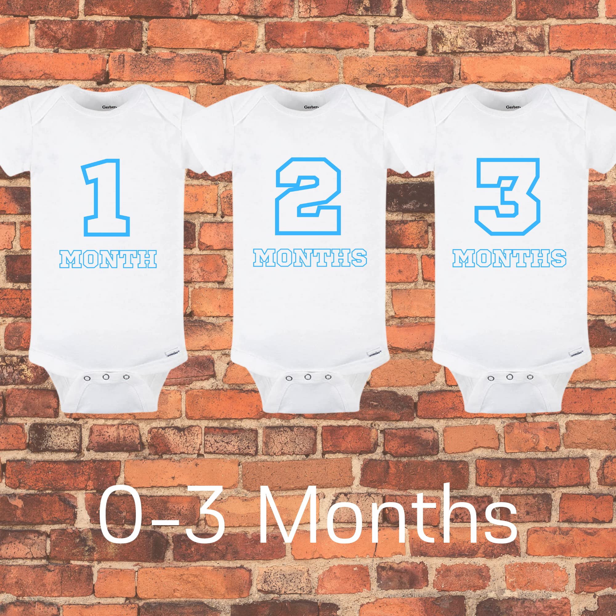 Baby Monthly Milestone Onesies - 13 Pack Custom Bodysuits for Newborn Boys (White & Sky Blue) | Baby Shower Decorations & Christmas Gifts | Perfect for Photo Shoots, First Birthday & Special Occasions