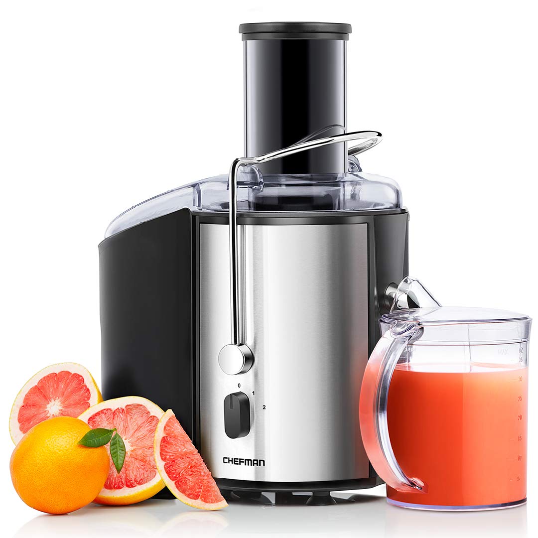 Chefman 2-Speed Electric Juicer with Extra-Wide Feeding Tube for Whole Fruits - Make Healthy Vegetable & Green Juice - Includes 1-Quart Pitcher & Foam Separator - Dishwasher Safe - Perfect for Smoothies, Detox Drinks & Healthy Breakfasts